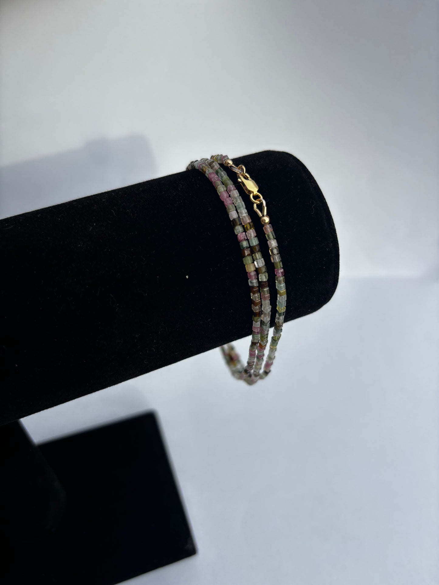 Watermelon Tourmaline Gemstone Waist Beads (Cubes)